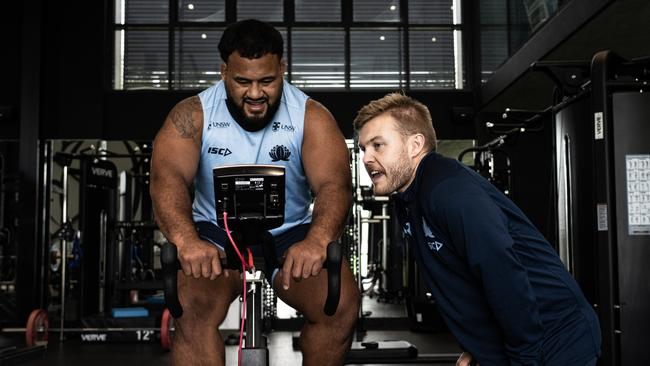 New NSW Waratahs Super Rugby signing Taniela Tupou in the gym. Picture:: Hugo Carr/NSW Waratahs