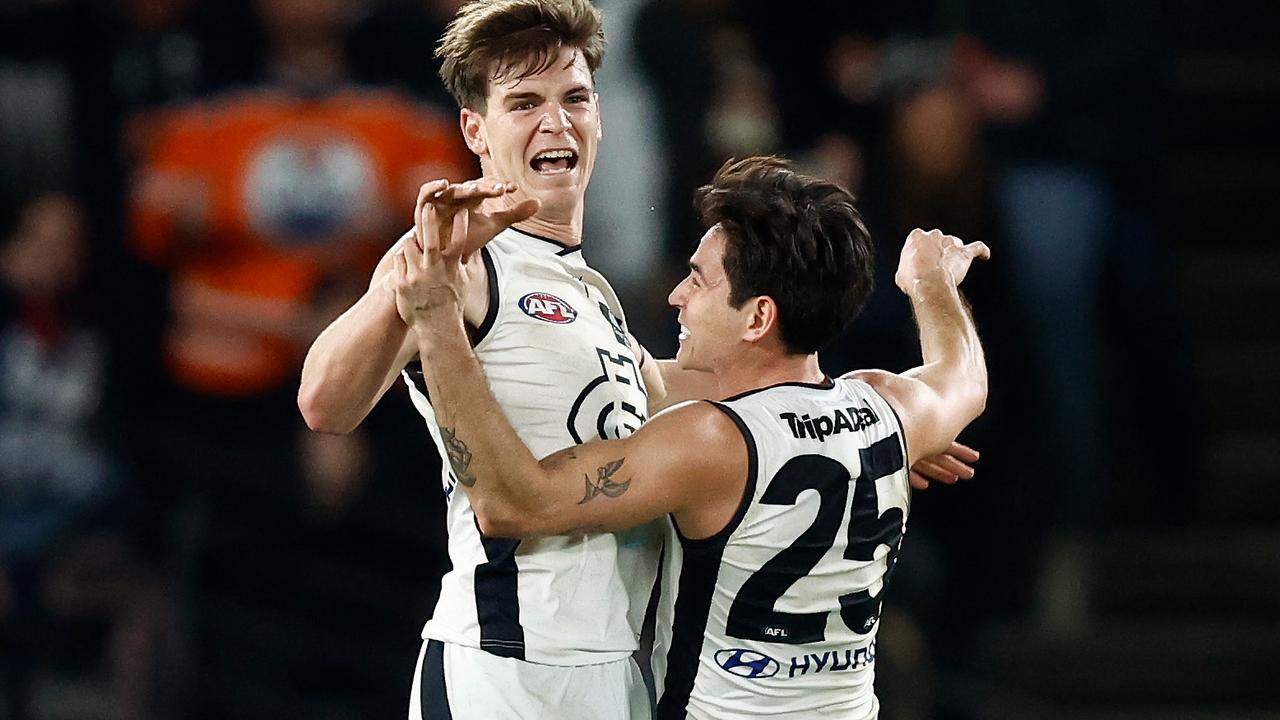 Paddy Dow and Zac Fisher are both set to move on from Carlton in the trade period. Picture: Michael Willson/AFL Photos via Getty Images