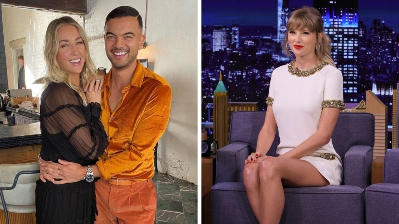 Guy Sebastian and his wife, Jules; Taylor Swift. Pictures: Instagram, Getty