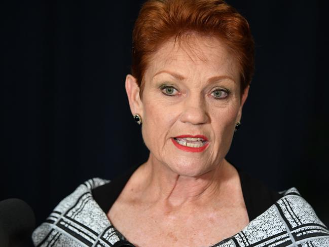 One Nation leader Senator Pauline Hansons says she won’t back Scott Morrison’s $158 billion tax package ‘at this stage’. Picture: AAP