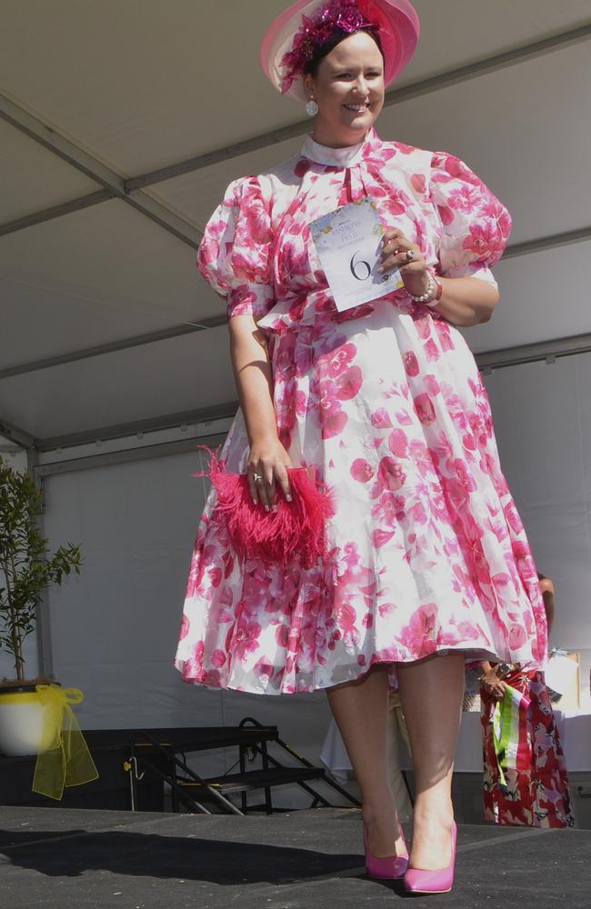 Roma local Amy Barclay took our first place in the Just Cuts best dressed millinery category at the 2023 Warwick Cup. Photo: Jessica Klein.