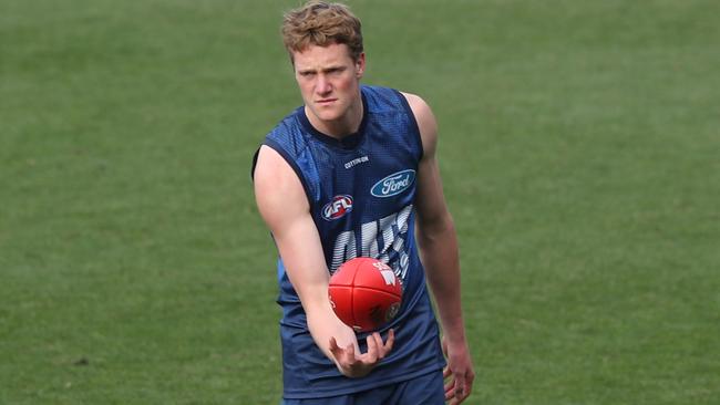 Could Geelong unveil young ruck Toby Conway to play his first game? Picture: Alan Barber