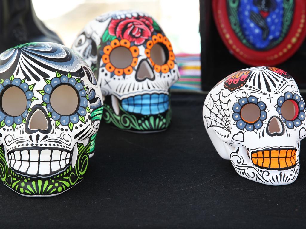 Painted skull ornaments. Picture: Jess Husband.