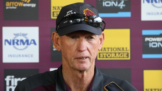 Brisbane Broncos coach Wayne Bennett announces on Friday he’ll be staying at the club next season. Picture: Tara Croser.