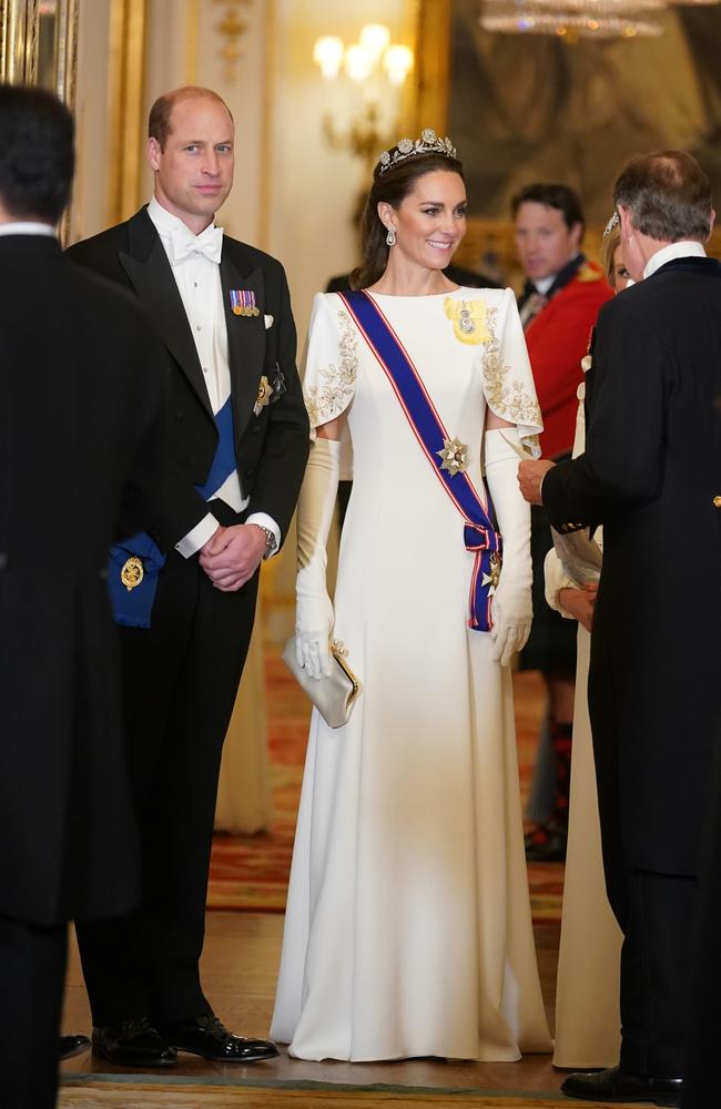 William and Catherine attend the State Banquet at Buckingham Palace. Picture: Getty Images