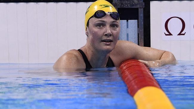 Australia's Cate Campbell looks on after competing in the women's 100m freestyle final. Picture: AFP