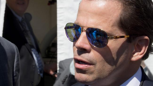 White House Communications Director Anthony Scaramucci talks with the media outside the White House in Washington, DC on July 25, 2017. Picture: AFP.