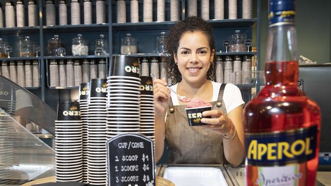 Zero Gradi worker Maria Gomez is ready for the new flavour. Picture: Ellen Smith