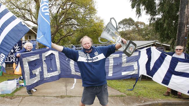 Cats fans Paul ‘Teach’ Kellett, Gwen Williams and Anne Miller. Picture: Alan Barber