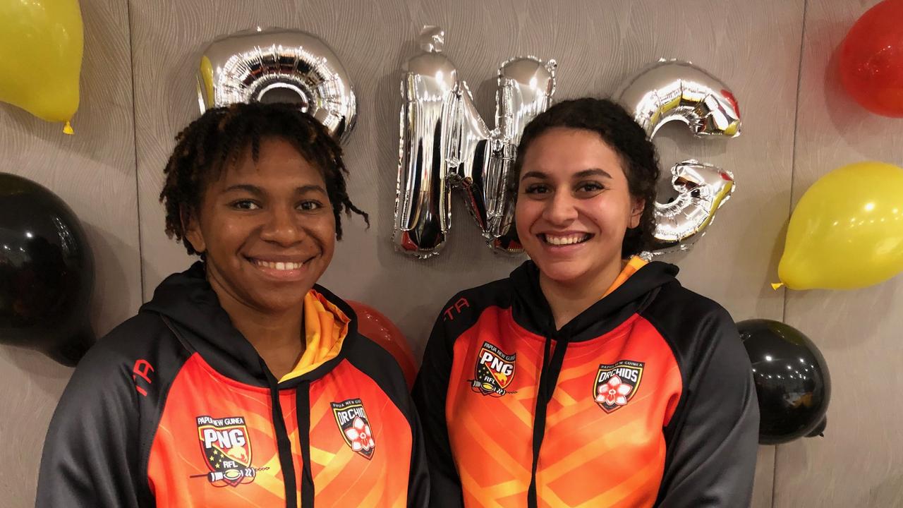 Gloria Kaupa and Lekiellia Brown-Niki in PNG camp on Wednesday night