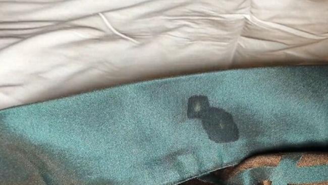 We don’t want to know what caused this stain on the bed. Picture: Dan Bell