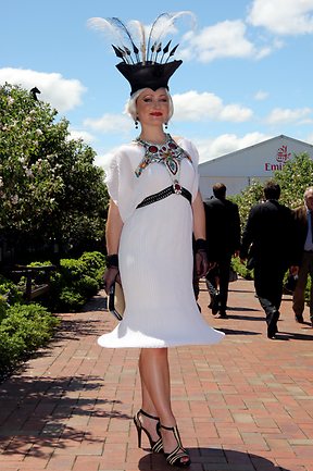 <p>Myer Fashions on the Field entrant Rosa Wax. Picture: Ian Currie</p>