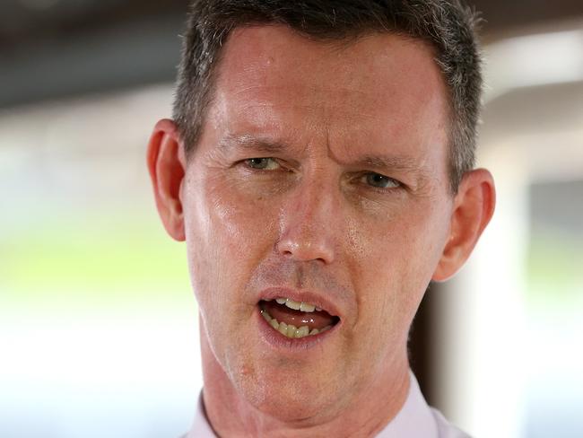 BRISBANE, AUSTRALIA - NewsWire Photos, MARCH 1, 2021  Minister Mark Bailey speaks at a press conference at the Cross River Rail site at Roma Street. Picture: NCA NewsWire / Jono Searle