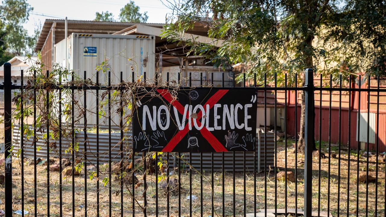 A sign outside the community shop in Wadeye NT, Rev Dr Djiniyini Gondarra says unrest in communities can be traced back to the intervention and loss of decision making.