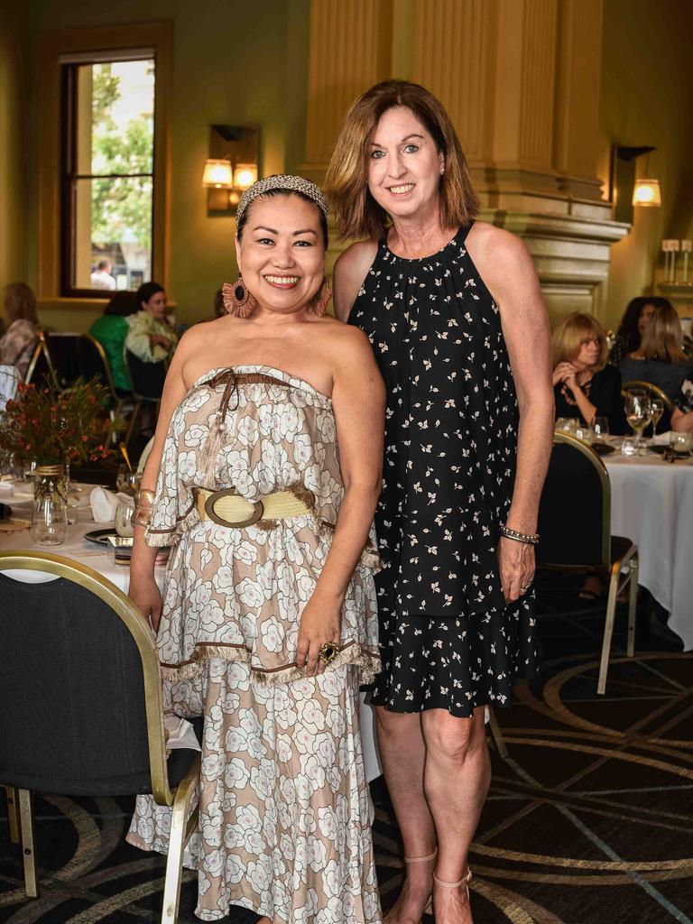 Sher Lo and Judy Dimasi at Customs House for the A Very Moët Christmas event presented by the Effervescence Luncheon Series and hosted by champagne educator Amanda Reboul. Socials: Damien Anthony Rossi Picture: Ange Costes Photography