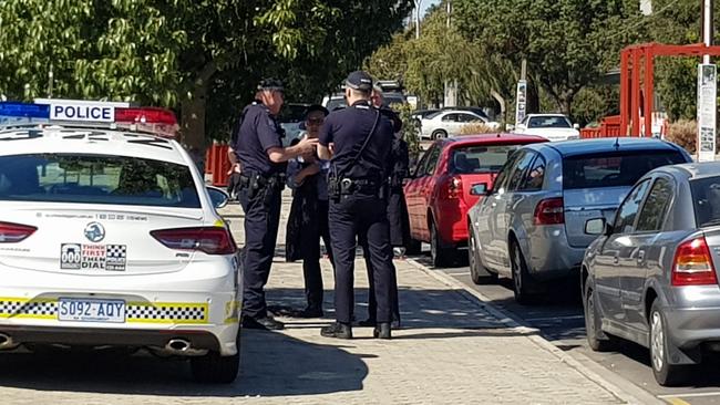 Police on Gorge Road in Newton after prisoner Shane Gauci escaped from custody. Picture: Andrew Hough