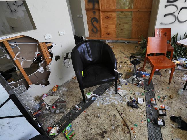 Damage to the interior of the Ecoville Community Centre. Picture: Aaron Francis/The Australian