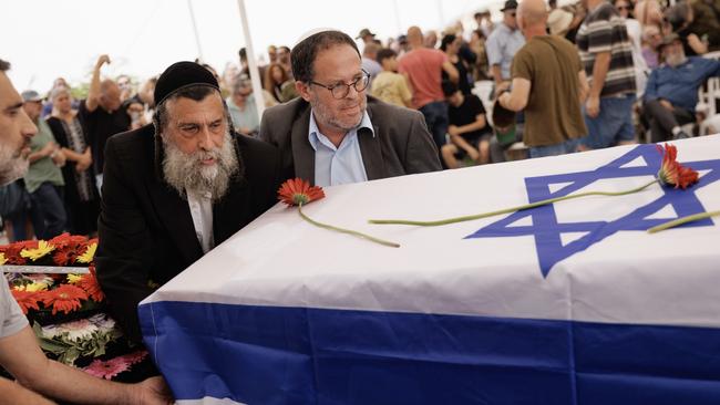 Mourners attend the funeral of Yonat Or, at Palmachim cemetery on October 29.