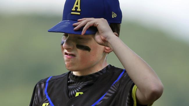 Australia's pitcher William Edwards collects himself on the mound. Picture: AP