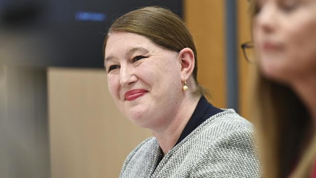 CANBERRA, Australia – NewsWire Photos – October 17, 2024: Australian Human Rights Commission, Lorraine Finlay appears at the Communications Legislation Amendment (Combatting Misinformation and Disinformation) Bill 2024 hearing at Parliament House in Canberra. Picture: NewsWire / Martin Ollman