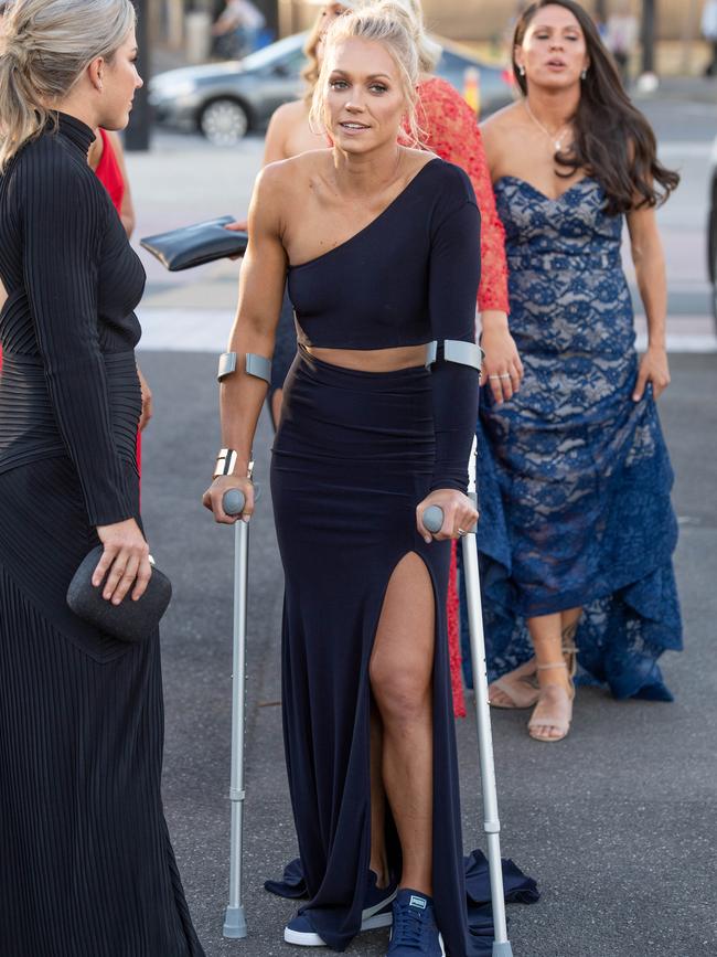 Erin Phillips arrives at the AFLW Awards for 2019 in Melbourne, where she won the league’s best and fairest medal for the second time. Picture: JASON EDWARDS