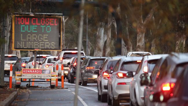 The Covid testing queue at Victoria Park on Thursday morning. Picture: Russell Millard