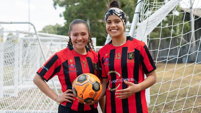 Sisters Ciara and Mary Fowler, pictured with WNPL NSW club Bankstown City, will line up for Adelaide United this W-League season. Picture: AAP Image/Monique Harmer