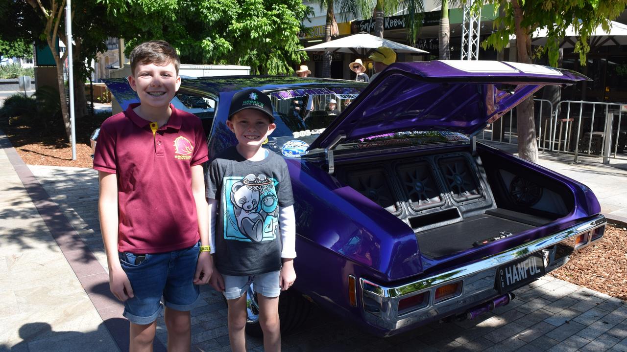 Jayce and Huxley Vidler at the Rockynats in the CBD on Sunday, April 17.