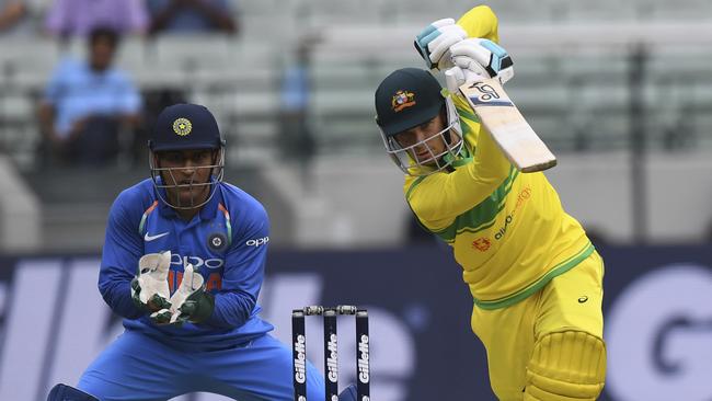 Peter Handscomb top scored for Australia against India on Friday. Picture: AP