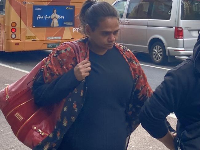 Glenys Nannup (left) leaves the Melbourne Magistrates Court after testifying at the committal hearing on Thursday. Picture NCA NewsWire