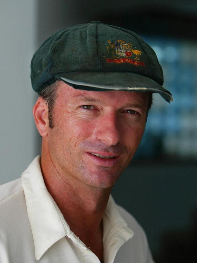 Steve Waugh wearing his baggy green cap in 2002.