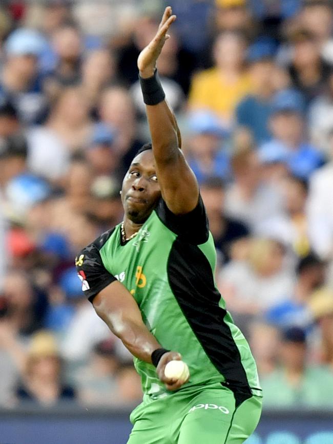 Dwayne Bravo in action for Melbourne Stars.