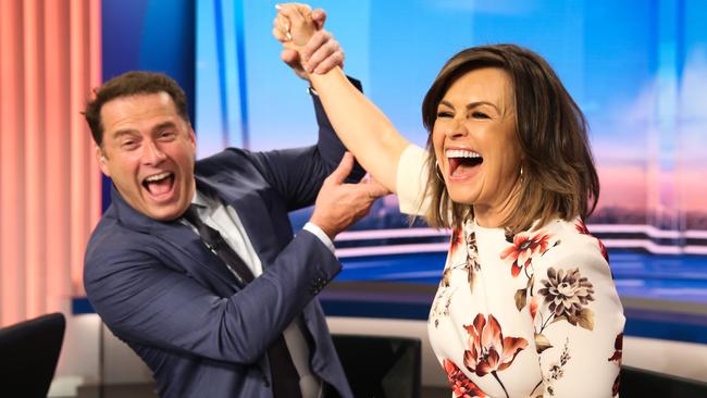 Karl Stefanovic and Lisa Wilkinson on the set of Today in 2017. Picture: Renee Nowytarger