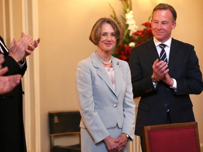 Governor Kate Warner with Premier Will Hodgman. New Tasmanian Governor Kate Warner is sworn in.