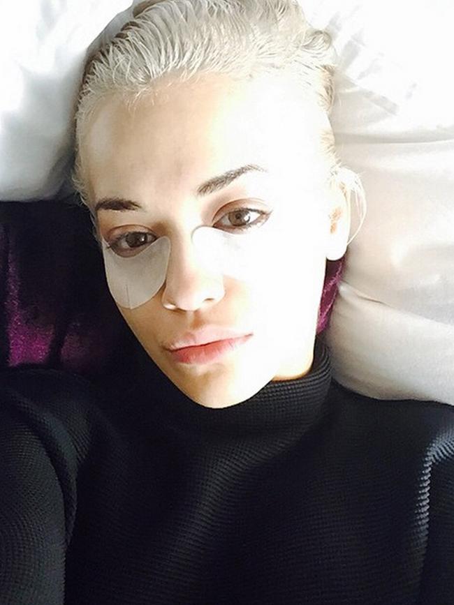 Rita Ora before the Oscars 2015 via Instagram, “Pre Oscar pampering booooooom”