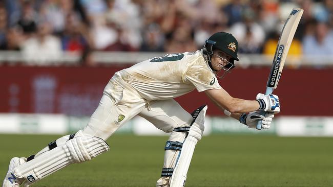 Steve Smith reaches during his innings of 144 at Edgbaston. Picture: Getty Images