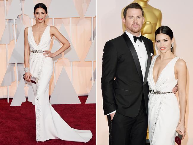 Channing Tatum and Jenna Dewan Tatum at the Oscars 2015 red carpet. Picture: Getty