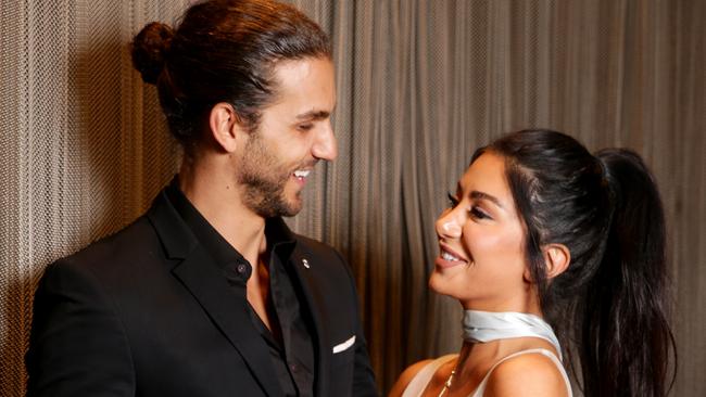 MAFS stars Michael Brunelli and Martha Kalifatidis at an Oscar Party held at the Glass Brasserie in Sydney. Picture: Jonathan Ng