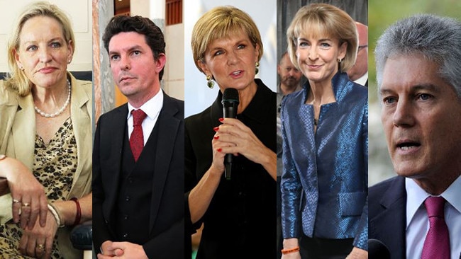 Western Australian politicians: retiring Labor MP Alannah MacTiernan, Greens Senator Scott Ludlum, Foreign Minister Julie Bishop, Assistant Immigration Minister Michaelia Cash, and former Defence Minister Stephen Smith.