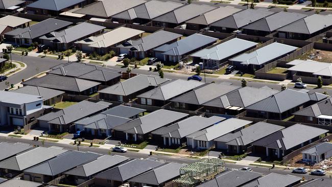 Aerial shots show western Sydney has a massive percentage of houses over apartments.