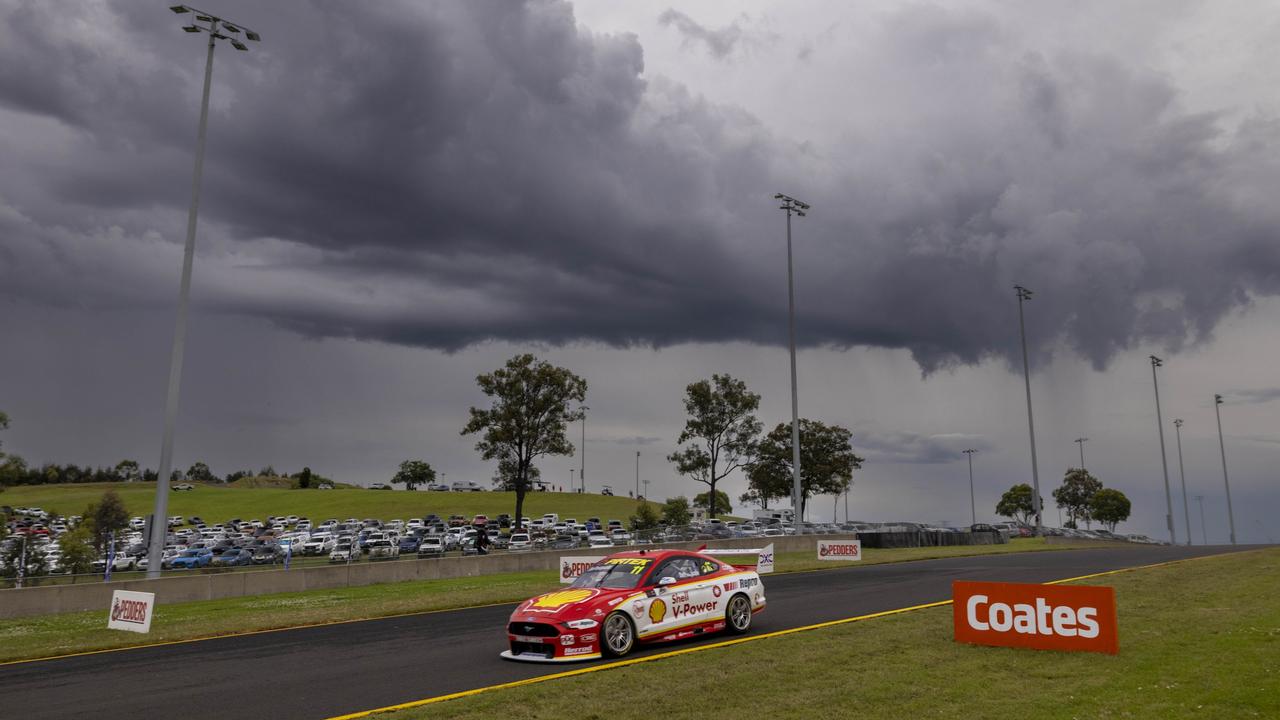 Anton De Pasquale wins race 2 of the Sydney Super Night under threatening skies.