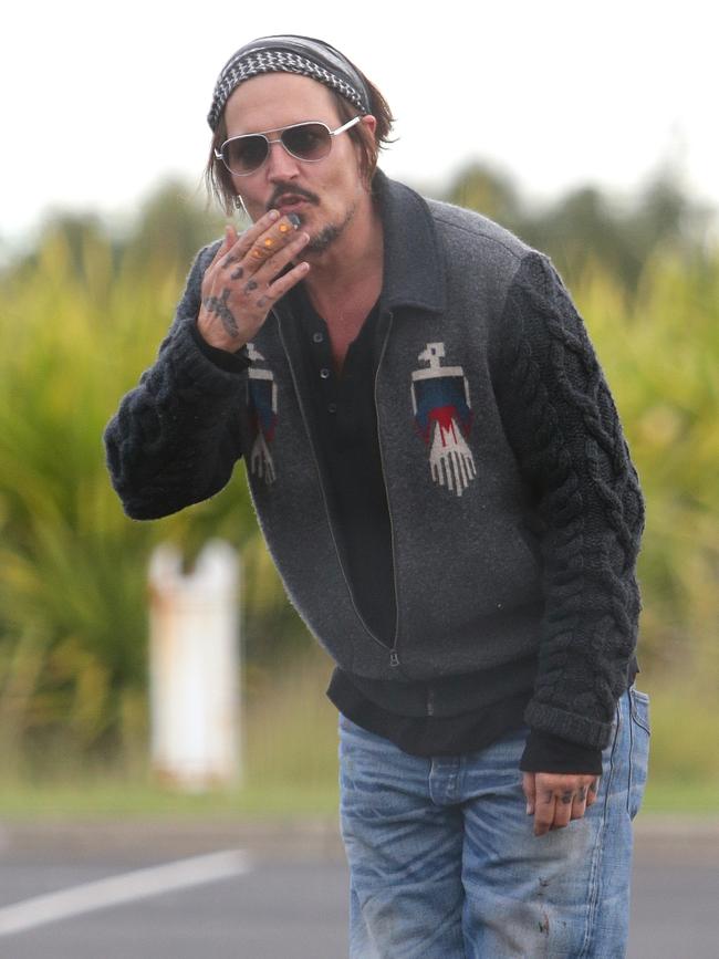 Johnny Depp meeting fans after filming at Cleveland. Picture: Peter Wallis