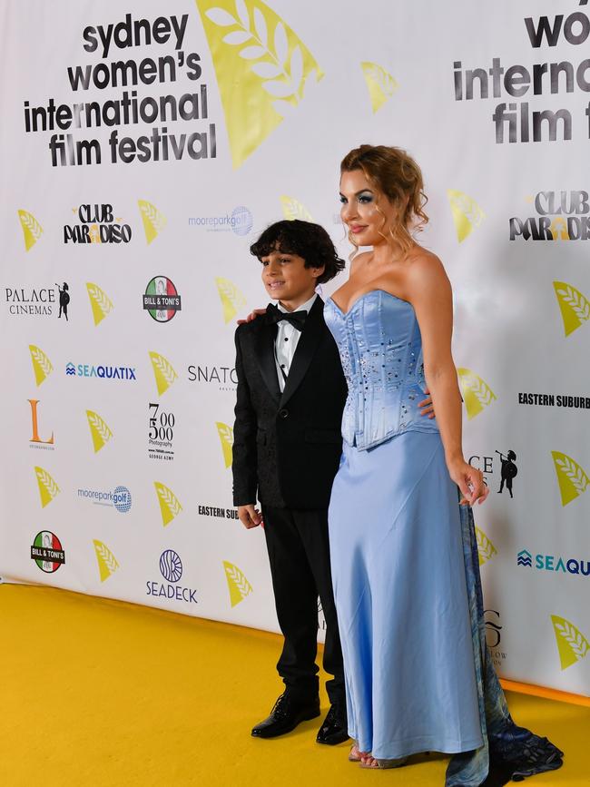 Australian actor Clare McCann and her 13-year-old son Atreyu.