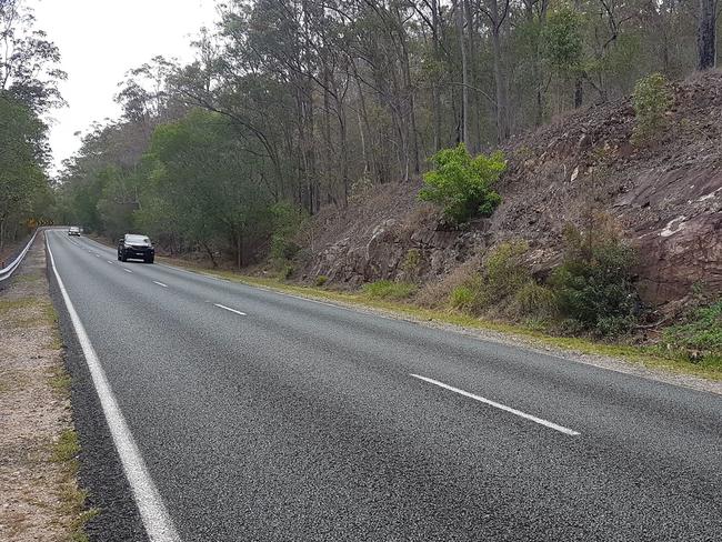 A Queensland Police officer was allegedly hiding behind the bush on the right of this photo with a speed radar, on Nerang-Murwillumbah Rd, Advancetown. Picture: Supplied