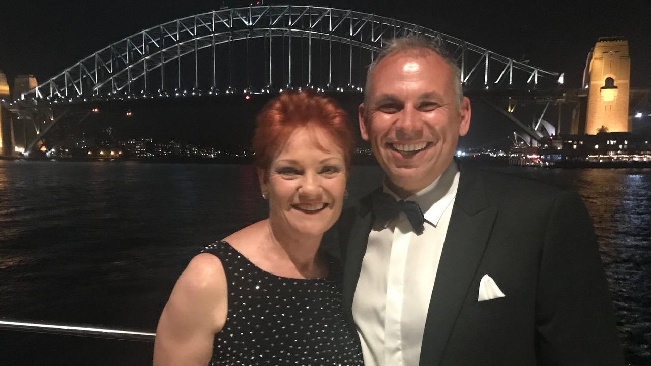 Hancock Agriculture CEO Adam Giles, with One Nation leader Pauline Hanson. Mr Giles has questioned whether businesses should be spending shareholder’s money on political campaigns.