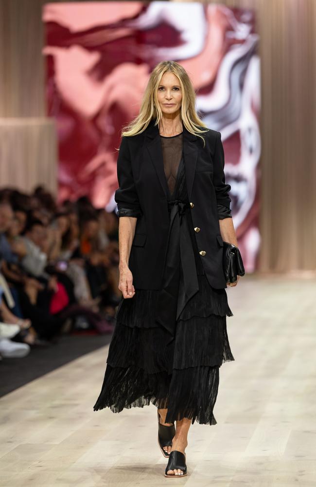 Supermodel Elle Macpherson returns to the runway for PayPal Melbourne Fashion Festival Royal Exhibition Building. Picture: Jason Edwards