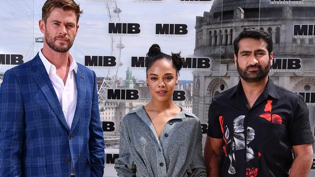 Chris Hemsworth, Tessa Thompson and Kumail Nanjiani. Picture: Getty