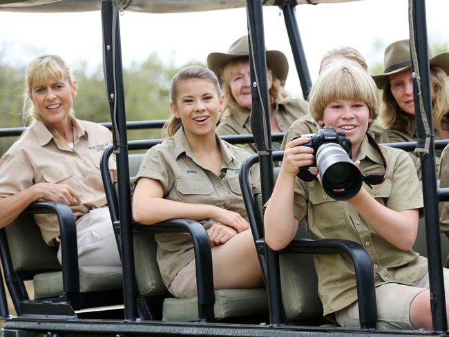 Terri, Bindi and Bob Irwin on the set of I’m a Celebrity ... Get Me Out of Here! Picture: Nigel Wright