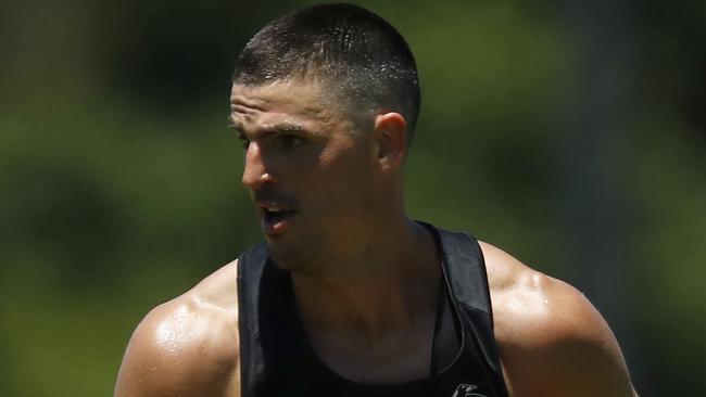 Scott Pendlebury in action as the Magpies returned to training. Picture: Getty Images