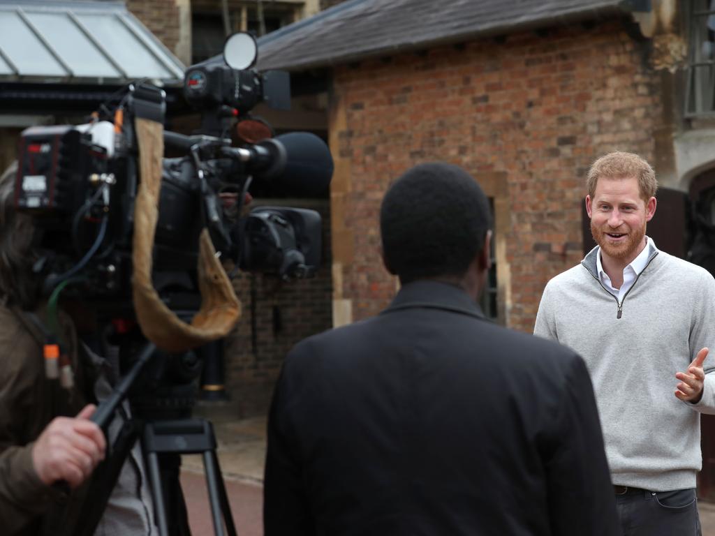 Harry seemed happier in the interview than he has in months. Picture: Steve Parsons — WPA Pool/Getty Images